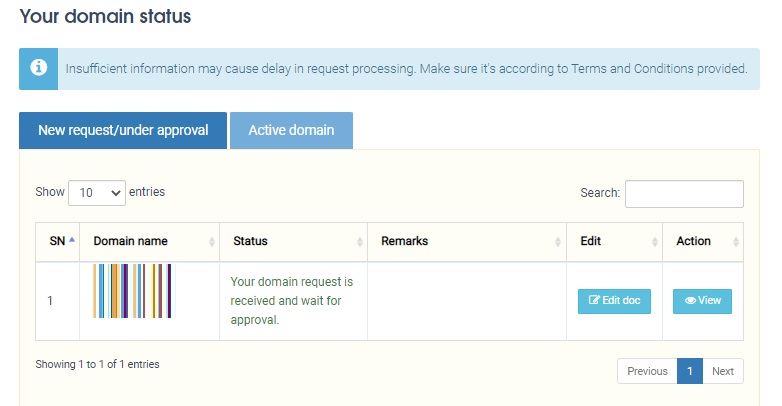 Checking domain status