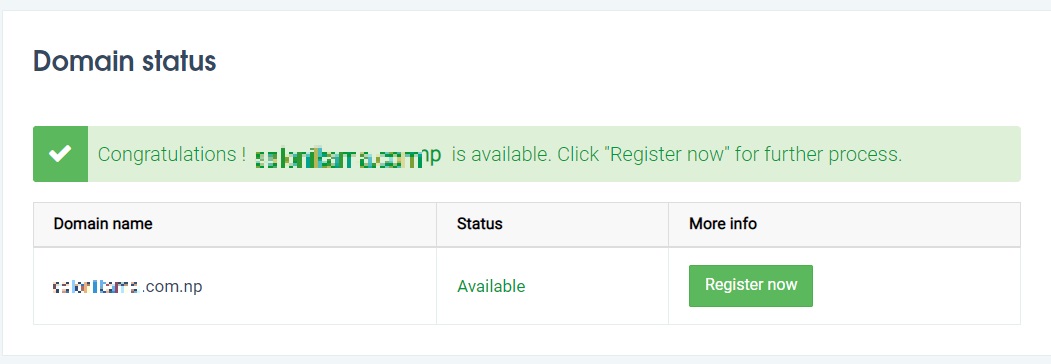 Checking domain status as it is available or not