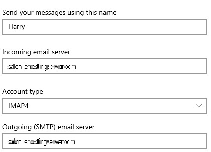 Adding Internet email account details
