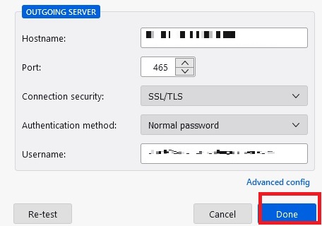 Manual configuration of outgoing server