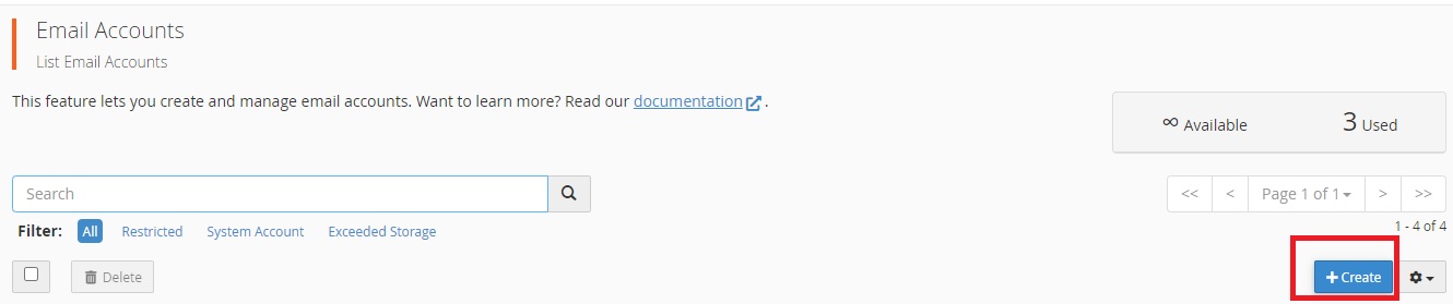 Creating new email account