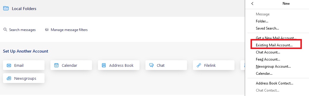 Click on existing mail accounts