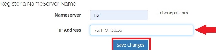 Register a custom Nameservers in eHostingServer