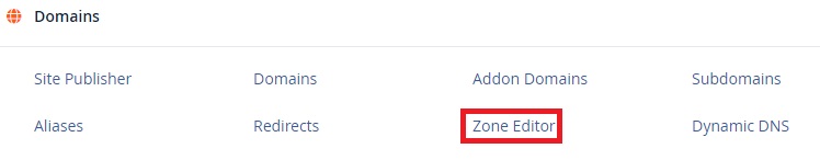 Domain section in cPanel