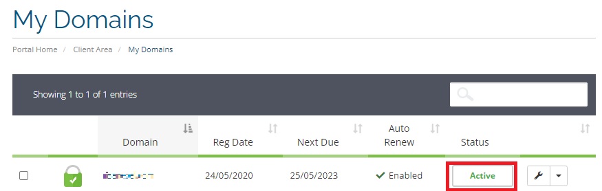 My domains details