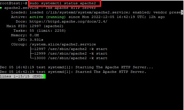 How to deploy WordPress on Ubuntu 22.04 using LAMP stack? 3 Command to check the status of the apache2