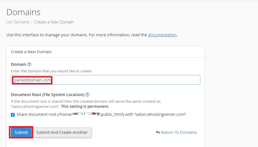 How to Host Multiple Domain or Website in cPanel? 12 Adding parkeddomain.com as a alias