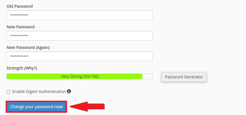 changing the cPanel password