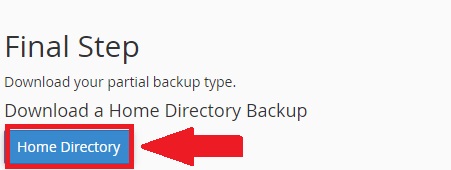 selecting home directory to Create and Restore backups