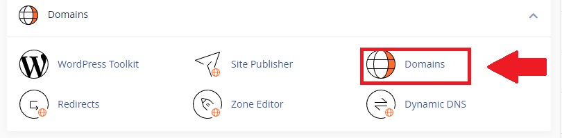 Domains section of cPanel