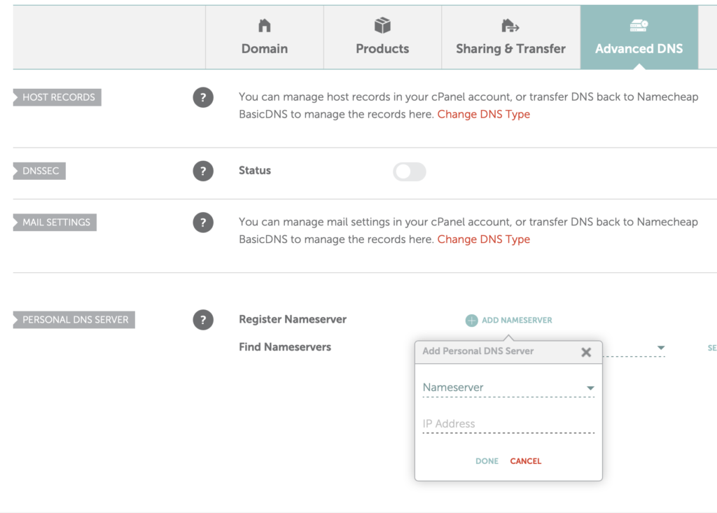 How to Setup Child Nameservers (Glue Records) at Namecheap