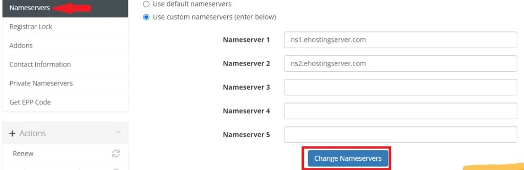 change Domain Nameserver