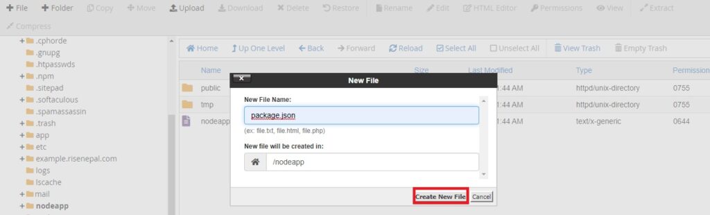 creating package.json file 