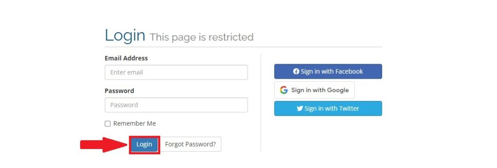 Login page of eHostingServer.